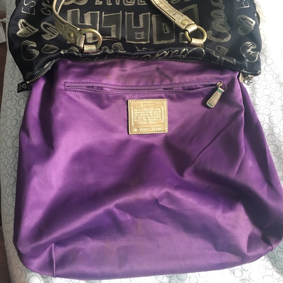 Coach Poppy Graffiti Scribble Tote Bag in Black and Gold!!! - Picture 14 of 15